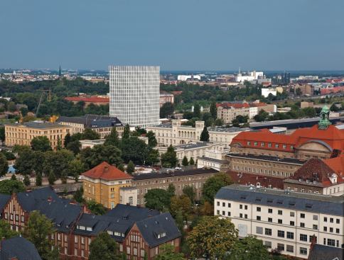 The 18-story Tour Total—which towers over the surrounding historic fabric of Berlin—is the first completed building in the 40-hectare Europacity master plan to the north of the Hauptbahnhof, the city’s main train station. 