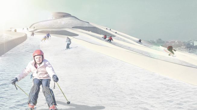The slope will be made of recycled synthetic granular material