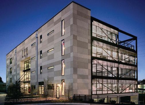 THE WATERMARK

Architects: Perkins+Will (Charlotte office)

Developer: Tuscan Development

Completed: August 2006

Cost: $7 million

The unabashedly modernist look of the 34,000-square-foot office building was inspired by Werner Sobek's R128 house (2002) in Stuttgart, Germany.