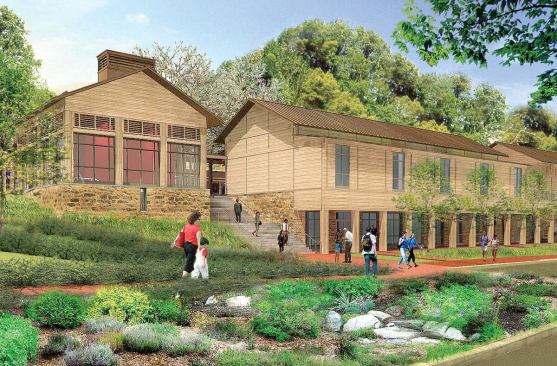 The ticketing pavilion  is located on the perimeter of the center, controlling the flow throughout the space.