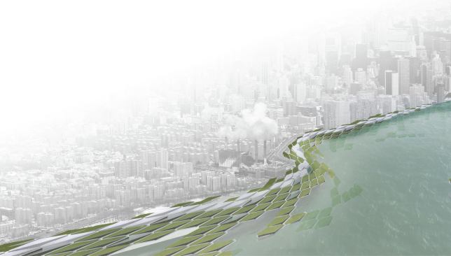 Agency’s Super Levee Urban Farm from 2010 looks at the role of infrastructure in light of future climate change. As sea levels are expected to rise, their design proposes a series of levees around Manhattan.
