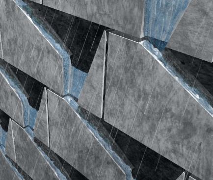 Digital renderings of the blocks in application show how the environment and the elements will interact with the different profiles, which become everything from a growing surface for moss to a habitat for birds.