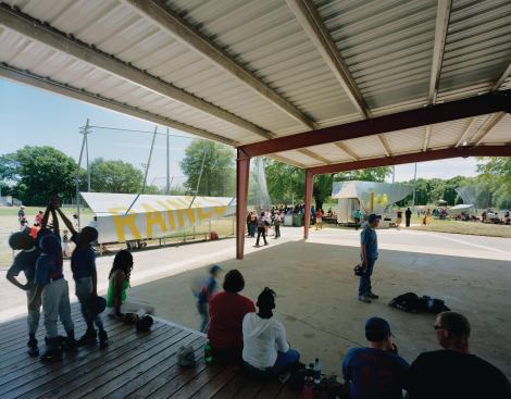 Dugout, backstop, and lights
