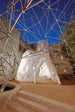 Los Angeles architect Gail Peter Borden's translucent vinyl plastic chapel pairs with a metal component system for the Light Frames exhibition at M&A this past winter.