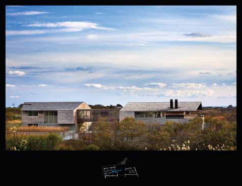 2012 rada  custom / more than 3,000 square feet / merit  bates masi + architects   This interpretation of a traditional beach house captured the judges’ attention, as did its exquisite siting on a gentle hill. The materials marry well with Montauk, but their articulation and detailing offer surprises, says Paul Masi, AIA, LEED AP, referring to the weathered oak ceilings, sawn-stone walls, and tapered wood slats that modulate light and views. “We took coloring clues from weather-beaten objects we found on top of the hill,” he says. “As the house ages it becomes another one of those objects.”