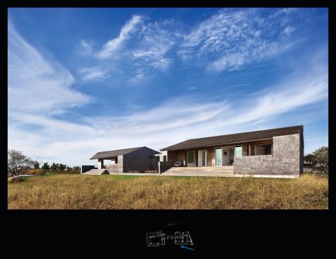 The dune-facing rear of the house almost disappears. 