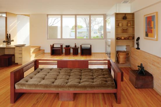 New white oak floors match the width and wood species of the original flooring.

