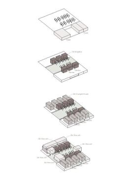 A diagram showing the development's massing.