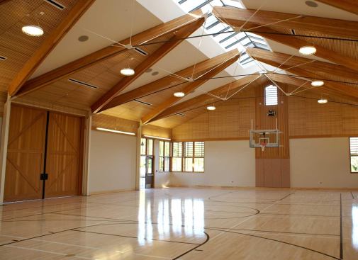 Yountville Town Center and Library, community hall interior.