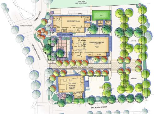 Yountville Town Center and Library site plan.