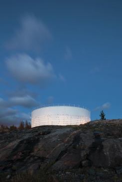 Silo 468 serves as an urban beacon of light, visible from miles away.
