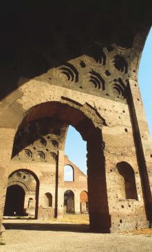 The grandeur of the structure, however, is still clear from the physical remains: coffered barrel vaults stand 80 feet high.