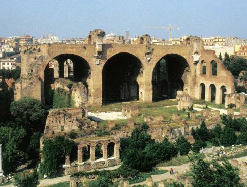 The three arches stretched alongside the nave indicate the basilica's immense size before the rest likely collapsed in an earthquake in A.D. 847.