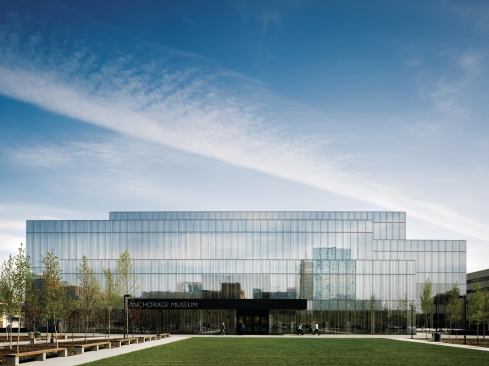The new addition to the Anchorage Museum is situated on the west side of the existing building, allowing Chipperfield's addition to be the closest façade to downtown Anchorage. This allowed the museum to develop a new institutional identity and create a new public entry, situated in a landscaped public park designed and constructed at the same time as the museum addition on the site.