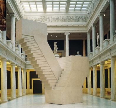 This cast was one of the largest ever produced. Untitled

(above right), a 2002 work by British sculptor Rachel

Whiteread in the Hall of Sculpture, is a negative, or

inverted, cast of a stairway from an 18th century

house in London.