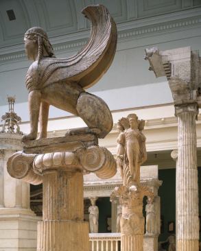 The Naxian sphinx (c. 570 B.C.) from Delphi, Greece, the site of Apollo's ancient oracle.