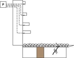 DIAGRAMMATIC SECTION OF WATERFALL AT RETAINING WALL