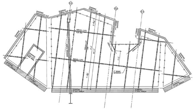 Elevation perpendicular to glass plane