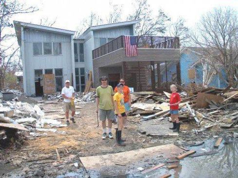 The Andersons' home after Hurricane Katrina. 