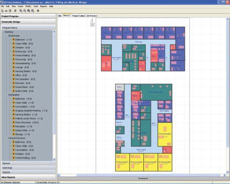 Affinity allows users to work in three formats, including a plan. The software tracks program data across all three simultaneously.