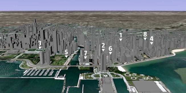 1. 156 West Superior The Miller/Hull Partnership

2. 550 North St. Clair Brininstool + Lynch, Architects

3. The Legacy at Millennium Park Solomon Cordwell Buenz

4. 30 West Oak Booth/Hansen Associates

5. Aqua Studio/Gang/Architects

6. 600 North Fairbanks Murphy/Jahn Architects

7. Fordham Spire Santiago Calatrava SA

8. Culver House Dirk Denison Architects