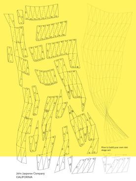 California: Stage set for John Jasperse - Directions for the stage crew included this diagram showing how the scored and numbered pieces are combined to build the set.