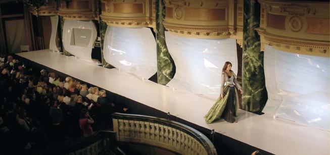 Fashion Show, School of the Art Institute, Chicago - The fleeting use and large amount of material needed for the stage set prompted Eloueini to specify a less expensive polycarbonate.
