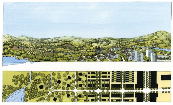 Duany has popularized the concept of an urban planning transect as a way of illustrating the transitions between rural and urban areas within a region.