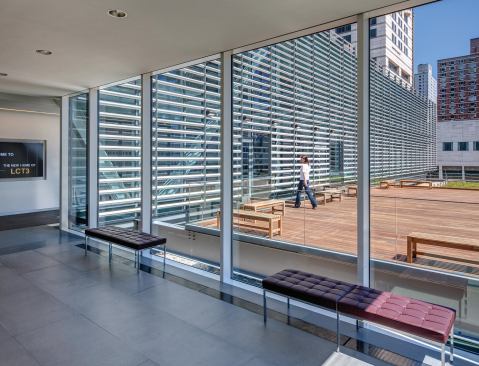 Hallway and roofdeck. 