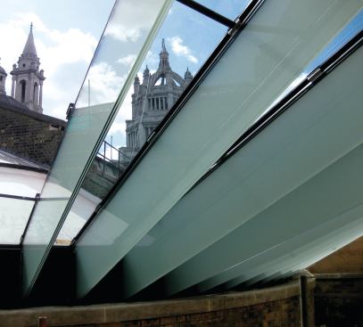 The depths of the glass beams range from between 17 and 21 inches.