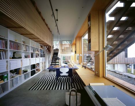 Residential Architect  March- April 2009   At Salmela’s office in his Duluth, Minn., home, 7-foot-square windows capture views of Lake Superior.