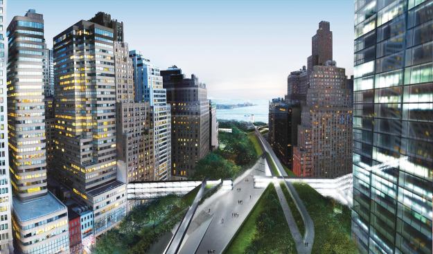 Morphosis’ approach is to sculpt the land and texture of the urban fabric, starting with the area above the Brooklyn-Battery Tunnel. The goal is to create a lush green space that connects with Battery Park, extending the park into the city and reworking the street connections to increase neighborhood connectivity.
