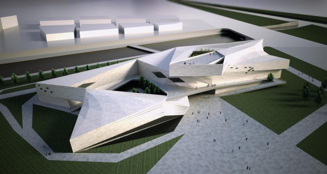 The massing of the Taiyuan Museum of Art speaks to the building’s unique plan, section, and gallery shapes. Courtyards and exterior spaces, worked into the core of the building, create opportunities for views to the outdoors from multiple galleries and other interior spaces. The careful shaping and patterning of the windows serve to choreograph a visitor’s view experience.