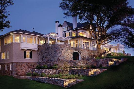 The original home had used a great deal of stone quarried in the area. The design and construction team was able to find this same stone from the same quarry and used it in the new renovation to keep within the home’s historical context. This included the creation of an extensive three-tiered retaining wall.