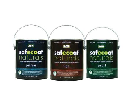 SAFECOAT PAINTS. This company's zero-VOC interior paints—in flat, pearl, eggshell, and semi-gloss—contain no formaldehyde, ammonia, crystalline silica, or ethylene glycol, and are available with zero-VOC colorants. It also makes a Naturals line of organic plant-based finishes. This company's paints are certified SCS Indoor Advantage Gold and have long been used by people with chemical sensitivities. 800.239.0321. www.afmsafecoat.com.