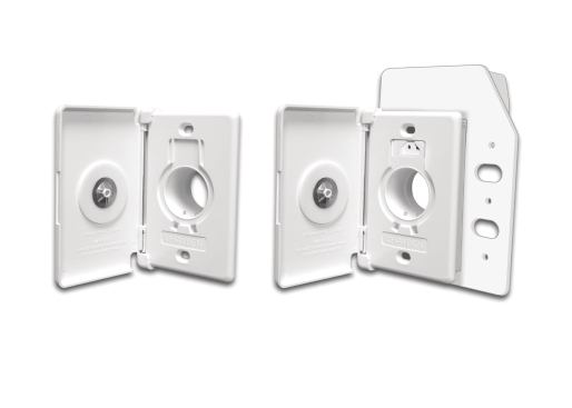 Hayden. The company’s side-opening valve (left) is also available in an electric SuperValve version (right). Like most inlet valves, these valves have two metal contact points in the valve that provide a low-voltage connection, allowing the user to turn the remote vacuum motor on and off with the vacuum tool handle. Inlet valves such as the SuperValve are also available with line voltage to power electric brushes. 888.461.5307. 

www.haydenvac.com.