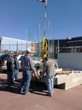 Mockup of glass panels.