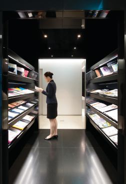 Gensler designed this airport lounge in Incheon, South Korea, for HyundaiCard.