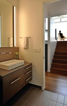 The main bath affords sight lines through the observatory.