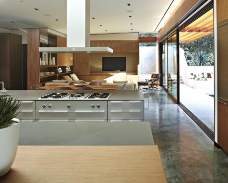 Cooking and dining areas enjoy a clear view of the screen.