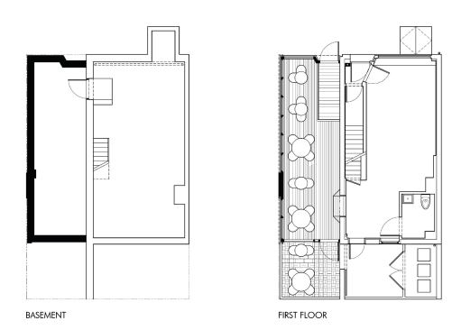 The basement and first-floor plans.