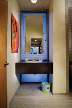 The second-floor powder room.