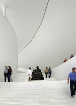 Main stairway from lobby to gallery floors.