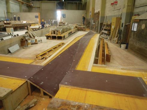 Formwork for the concrete façade elements.
