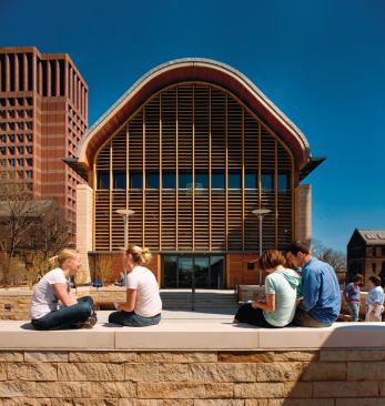 Kroon Hall, the new home for the School of Forestry and Environmental Studies at Yale University, is an ultra-green building targeting LEED Platinum. Meant to serve as teaching tools for the students within, the sustainable initiatives are on display where possible, but some--such as the creation of courtyards for students to gather and study outdoors--are more about good planning.


