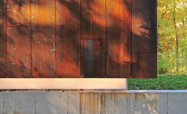 Back-lit translucent material fills the gap.