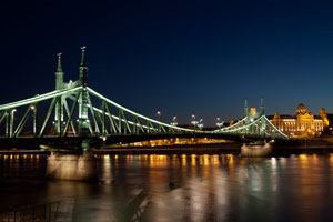 The Liberty Bridge in Budapest, Hungary.