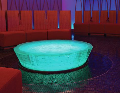 To re-create the soothing effect of a body of water, CBBLD lit the sculpture internally.