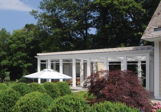 Sited at the approximate elevation of the house, the pavilion extends the indoor living spaces.

