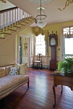 The home's restored entry hall.